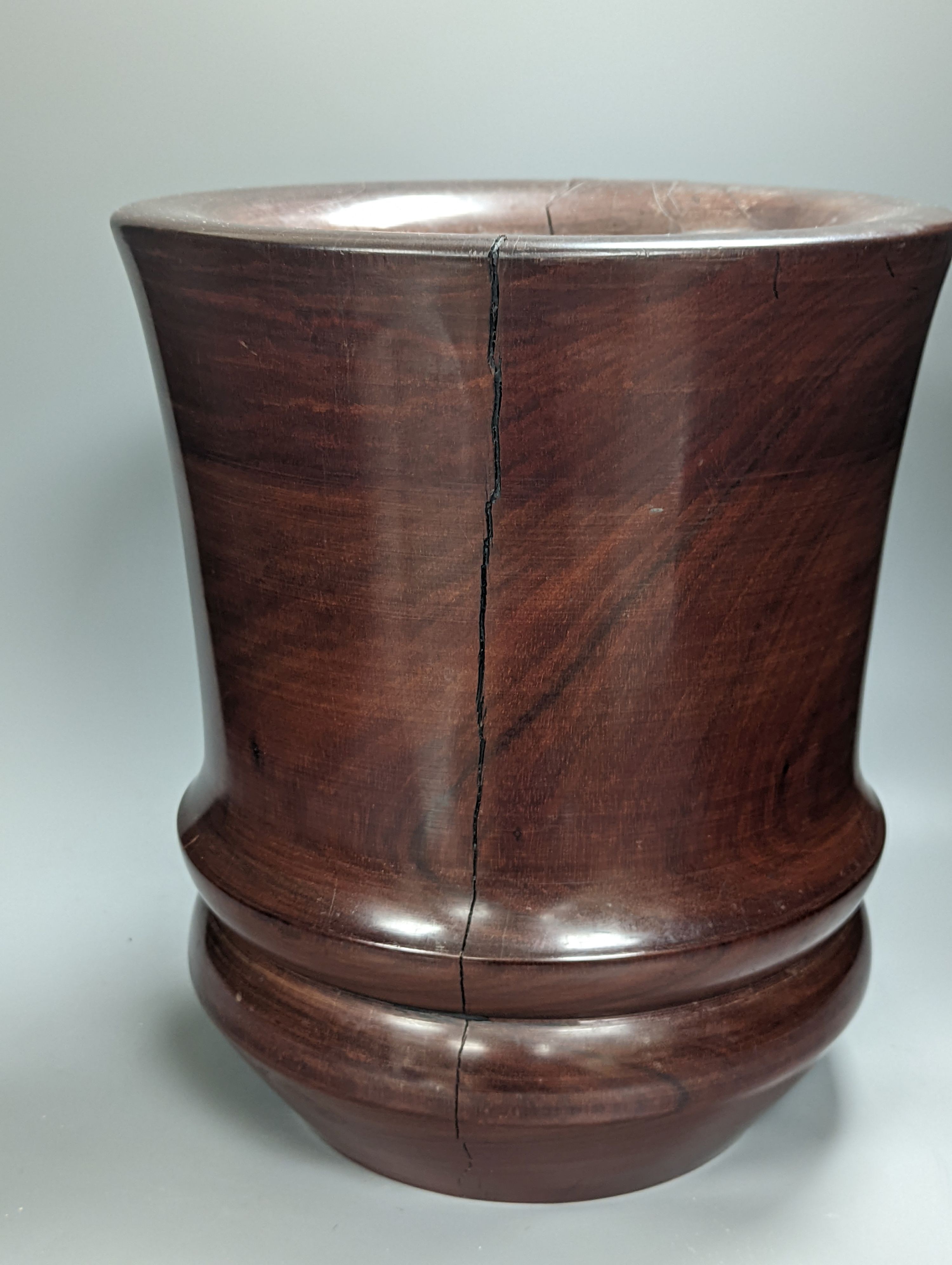 A large and heavy lignum vitae mortar 36cm